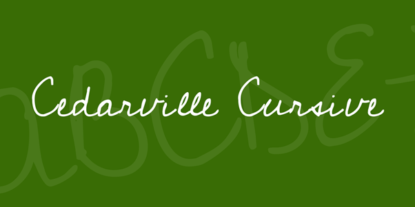 Cedarville Cursive free handwriting font style