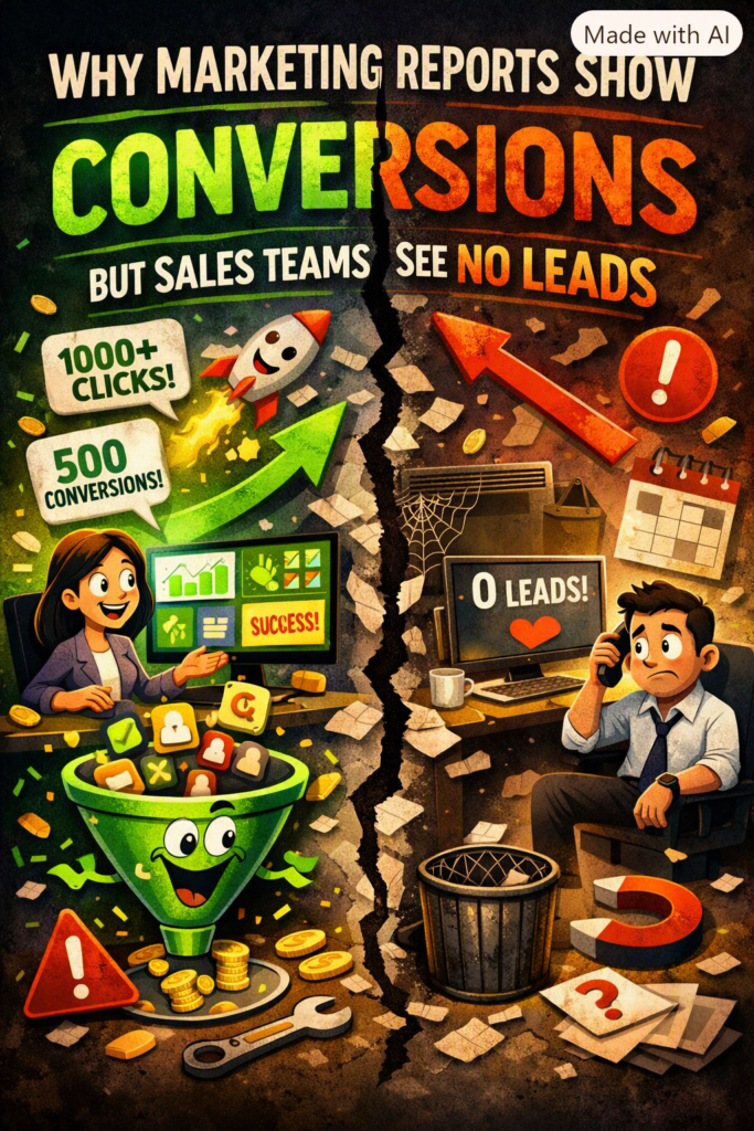 Why Marketing Reports Show Conversions but Sales Teams See No Leads