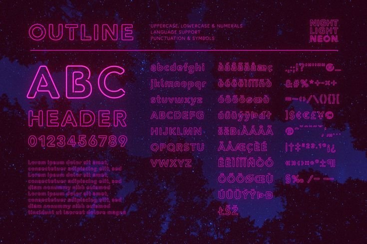 Retro Neon Font — Outline Style