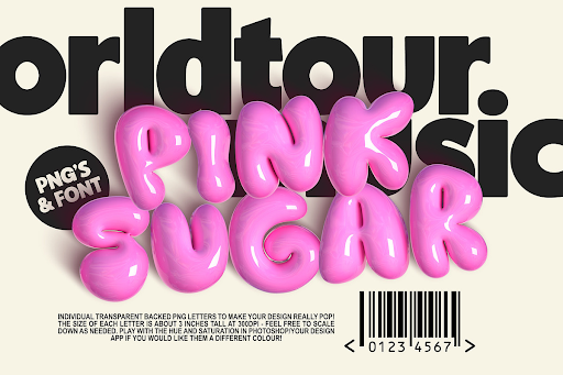 1. Pink Sugar 3D Letters and SVG Font